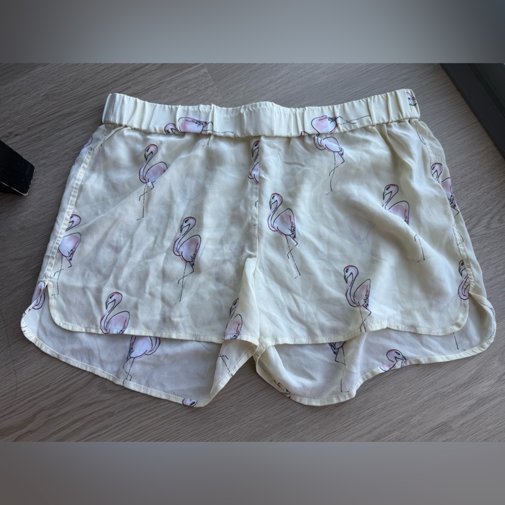 NWOT Flamingo Print Silk Shorts